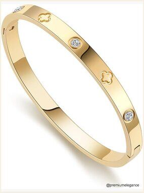 18K Gold-Plated Stainless Steel Bangle Bracelet Minimalist Layering Jewelry